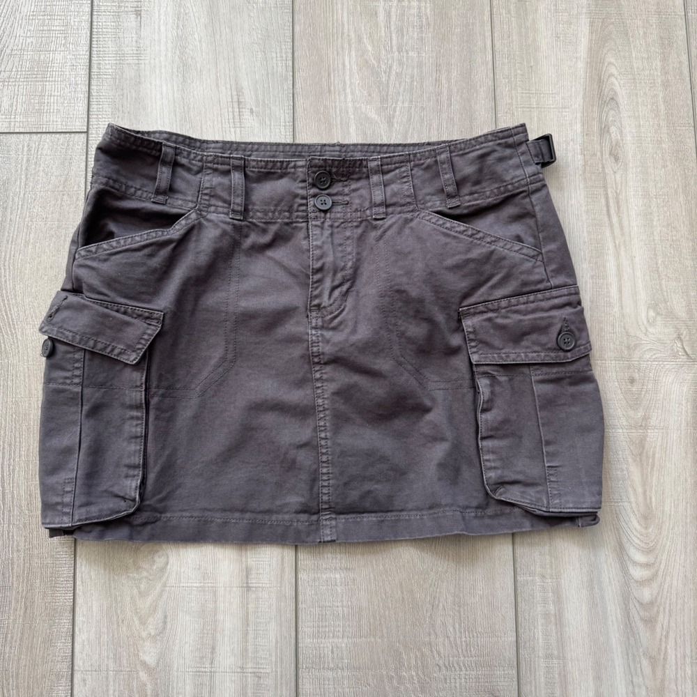 Brandy Melville Cargo Mini Skirt Women One Size Grey Y2K Utility Cotton Twill